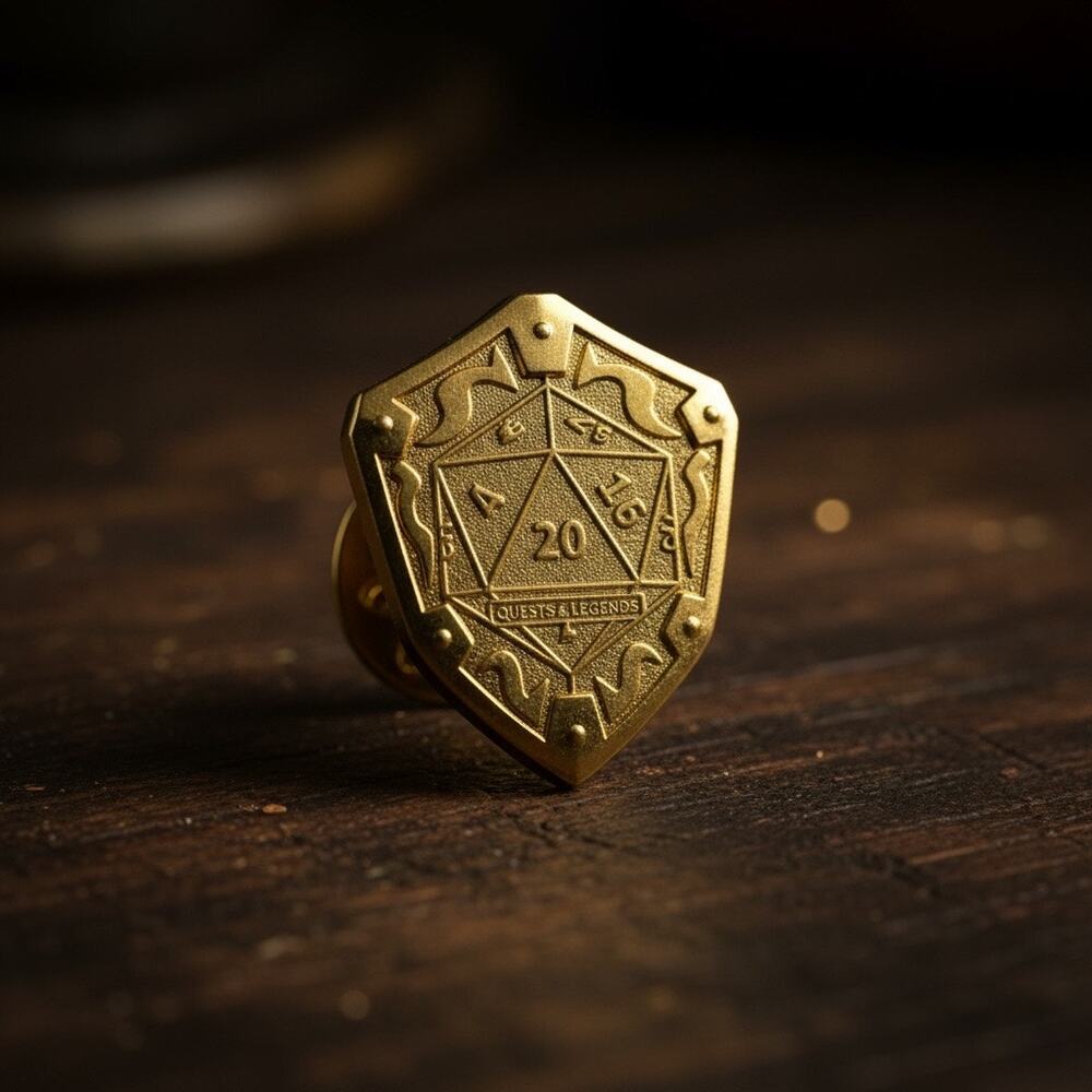 3/$25 - Loot Crate Quests & Legends D20 Shield Enamel Pin